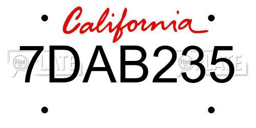7DAB235 California License Plate