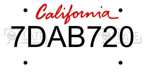 7DAB720 California License Plate