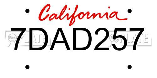 7DAD257 California License Plate