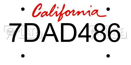 7DAD486 California License Plate