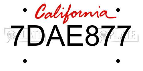 7DAE877 California License Plate