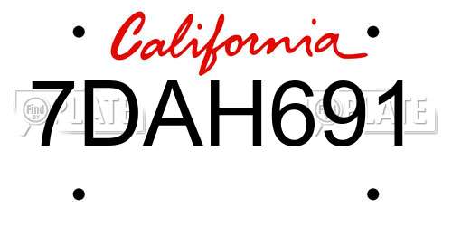 7DAH691 California License Plate