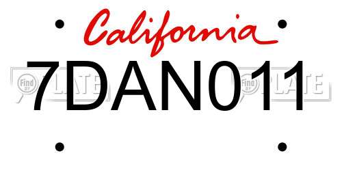 7DAN011 California License Plate