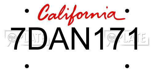 7DAN171 California License Plate