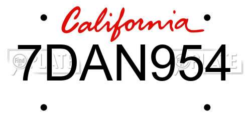 7DAN954 California License Plate