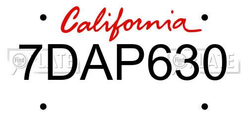 7DAP630 California License Plate