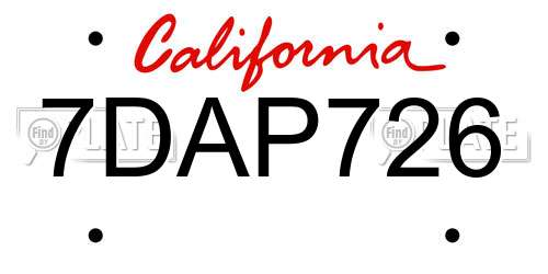 7DAP726 California License Plate