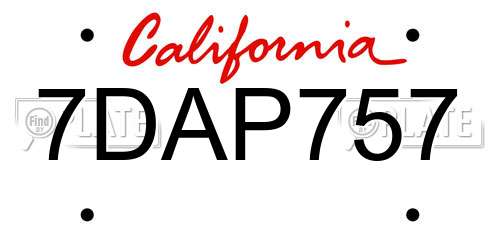 7DAP757 California License Plate