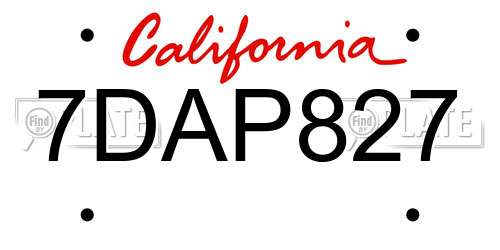 7DAP827 California License Plate