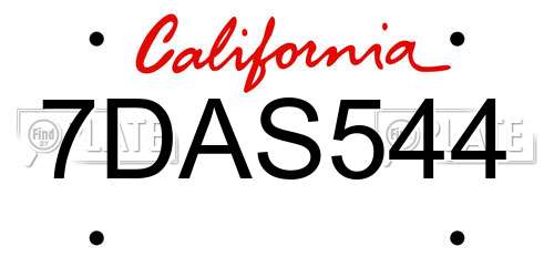7DAS544 California License Plate