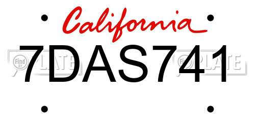 7DAS741 California License Plate