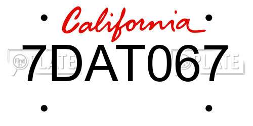 7DAT067 California License Plate