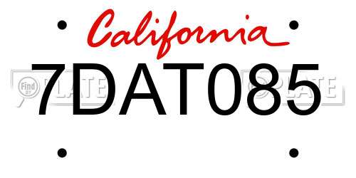 7DAT085 California License Plate