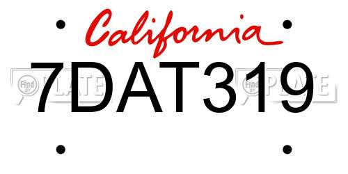 7DAT319 California License Plate