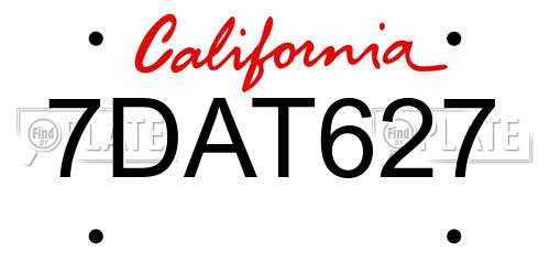 7DAT627 California License Plate