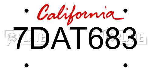 7DAT683 California License Plate