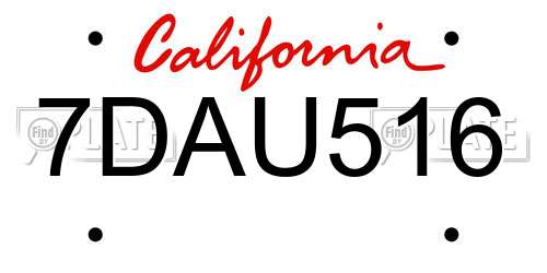 7DAU516 California License Plate