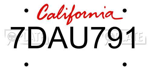 7DAU791 California License Plate