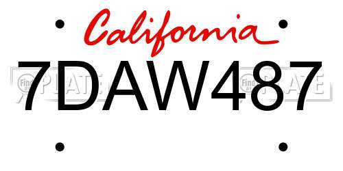 7DAW487 California License Plate
