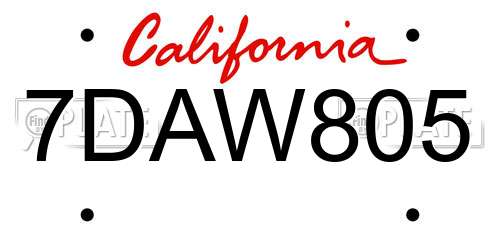 7DAW805 California License Plate