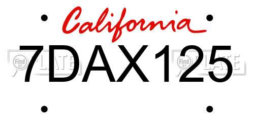 7DAX125 California License Plate