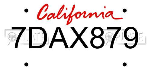 7DAX879 California License Plate