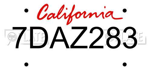7DAZ283 California License Plate