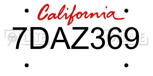 7DAZ369 California License Plate