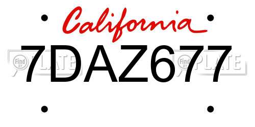 7DAZ677 California License Plate