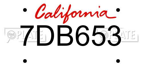 7DB653 California License Plate