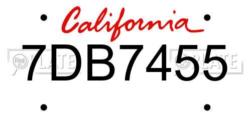 7DB7455 California License Plate