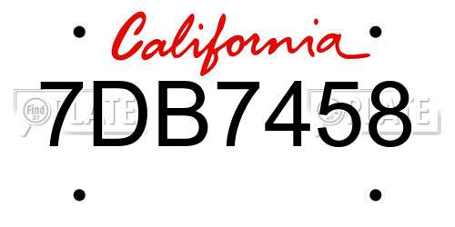 7DB7458 California License Plate
