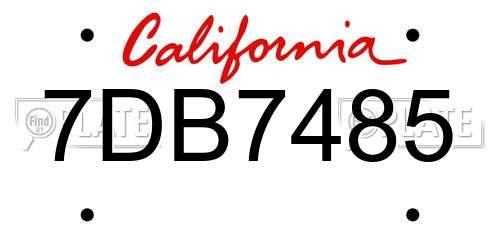 7DB7485 California License Plate