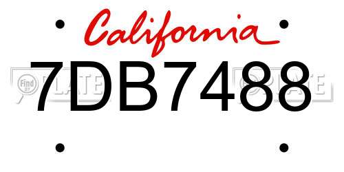 7DB7488 California License Plate