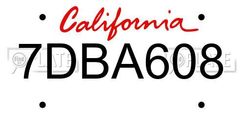 7DBA608 California License Plate