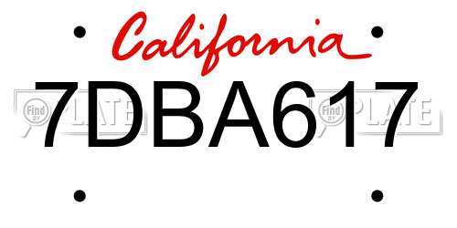 7DBA617 California License Plate