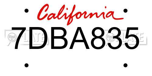 7DBA835 California License Plate