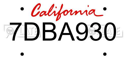 7DBA930 California License Plate
