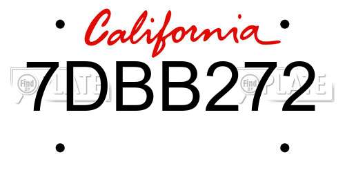 7DBB272 California License Plate