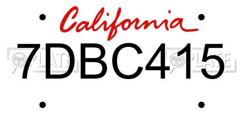 7DBC415 California License Plate