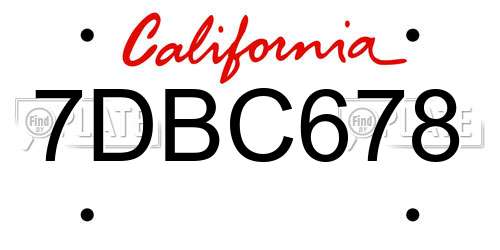 7DBC678 California License Plate