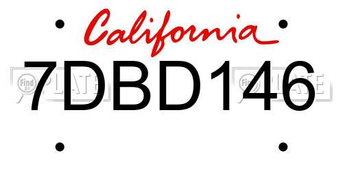 7DBD146 California License Plate