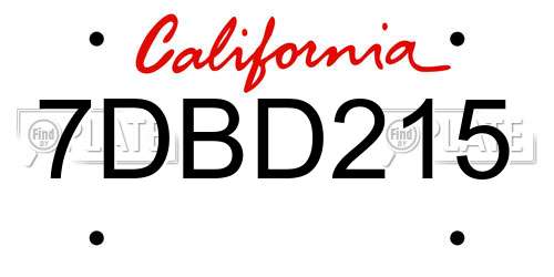 7DBD215 California License Plate