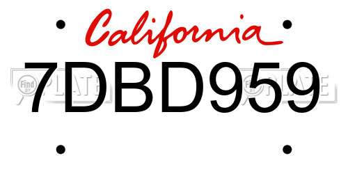 7DBD959 California License Plate