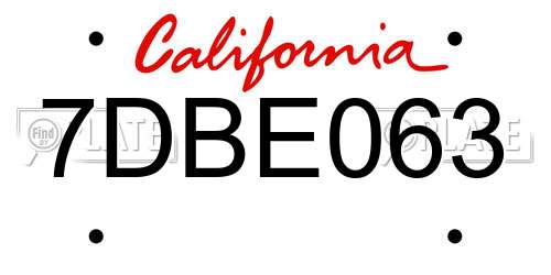 7DBE063 California License Plate
