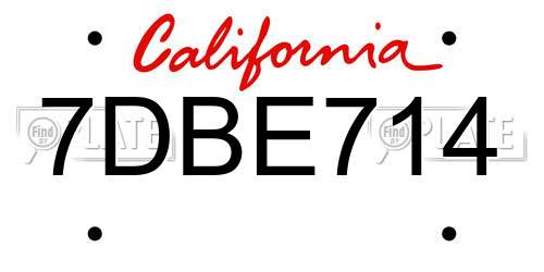 7DBE714 California License Plate