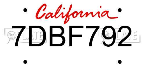 7DBF792 California License Plate