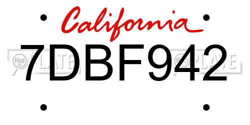 7DBF942 California License Plate