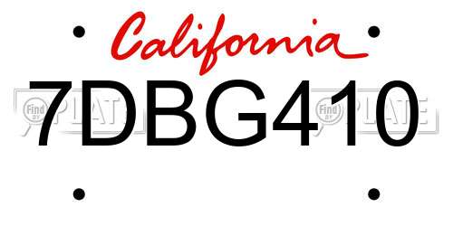 7DBG410 California License Plate