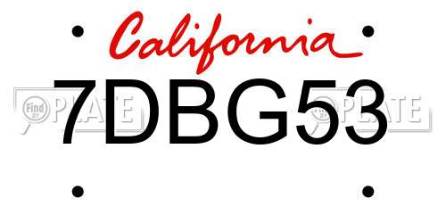 7DBG53 California License Plate